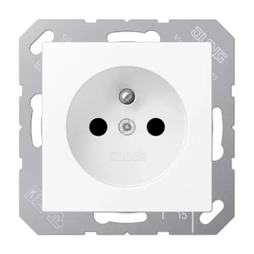 JUNG A 1520 FBFKI WWM wandcontactdoos penaarde Safety+ A-range sneeuwwit mat