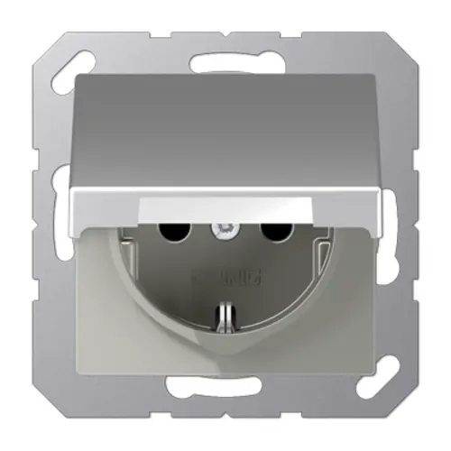 JUNG A 1520 NBFKIKL AL wandcontactdoos randaarde Safety+ met klapdeksel A-range aluminium