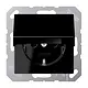 JUNG A 1520 NBFKIKL SW wandcontactdoos randaarde Safety+ met klapdeksel A-range zwart glans