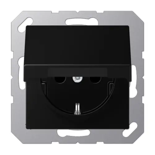 JUNG A 1520 NBFKIKL SWM wandcontactdoos randaarde Safety+ met klapdeksel A-range grafietzwart mat