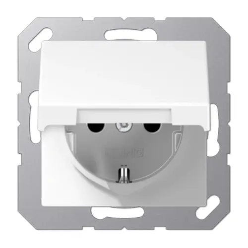 JUNG A 1520 NBFKIKL WW wandcontactdoos randaarde Safety+ met klapdeksel A-range alpine wit