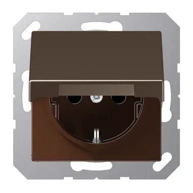 JUNG A 1520 NBFKL MO wandcontactdoos randaarde klapdeksel A-range mokka