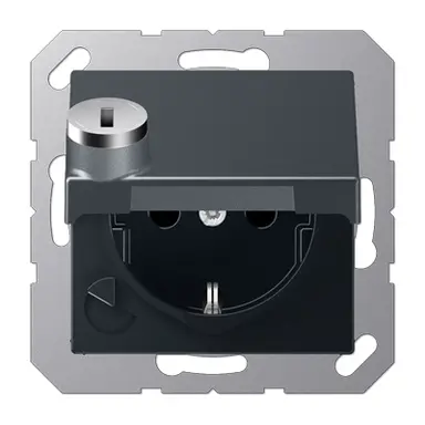 JUNG A 1520 NBFKLSL ANM wandcontactdoos randaarde Safety+ met klapdeksel en slot A-range antraciet mat
