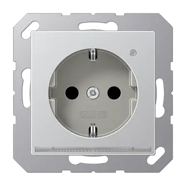 JUNG A 1520-O AL LNW wandcontactdoos randaarde Safety+ met LED-oriëntatieverlichting en lichtsensor A-range aluminium