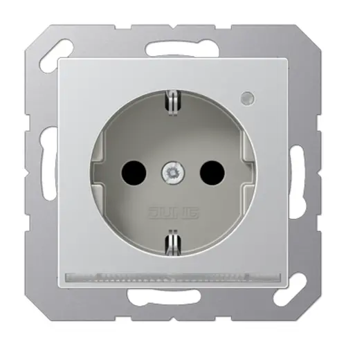 JUNG A 1520-O AL LNW wandcontactdoos randaarde Safety+ met LED-oriëntatieverlichting en lichtsensor A-range aluminium