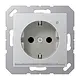 JUNG A 1520-O AL LNW wandcontactdoos randaarde Safety+ met LED-oriëntatieverlichting en lichtsensor A-range aluminium