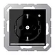 JUNG A 1520-O SW LNW wandcontactdoos randaarde Safety+ met LED-oriëntatieverlichting en lichtsensor A-range zwart glans