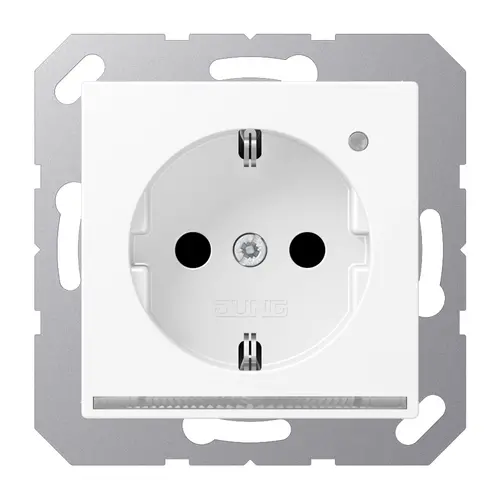 JUNG A 1520-O WWM LNW wandcontactdoos randaarde Safety+ met LED-oriëntatieverlichting en lichtsensor A-range sneeuwwit mat