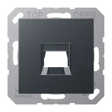 JUNG A 1569-1 WE ANM afdekking klikbevestiging met draagring 1-voudig modulair jack A-range antraciet mat