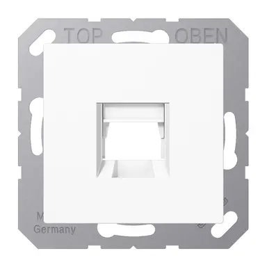 JUNG A 1569-1 WE WW afdekking klikbevestiging met draagring 1-voudig modulair jack A-range alpine wit