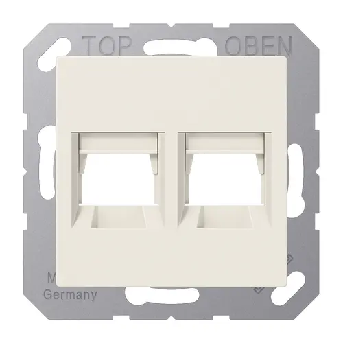 JUNG A 1569-2 WE afdekking klikbevestiging met draagring 2-voudig modulair jack A-range creme
