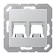 JUNG A 1569-2 WE AL afdekking klikbevestiging met draagring 2-voudig modulair jack JUNG A-range aluminium