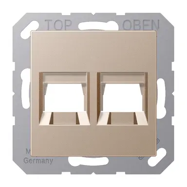 JUNG A 1569-2 WE CH afdekking klikbevestiging met draagring 2-voudig modulair jack A-range champagne