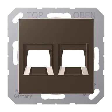 JUNG A 1569-2 WE MO afdekking klikbevestiging met draagring 2-voudig modulair jack A-range mokka