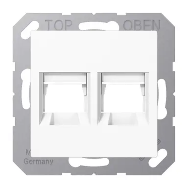 JUNG A 1569-2 WE WW afdekking klikbevestiging met draagring 2-voudig modulair jack A-range alpine wit