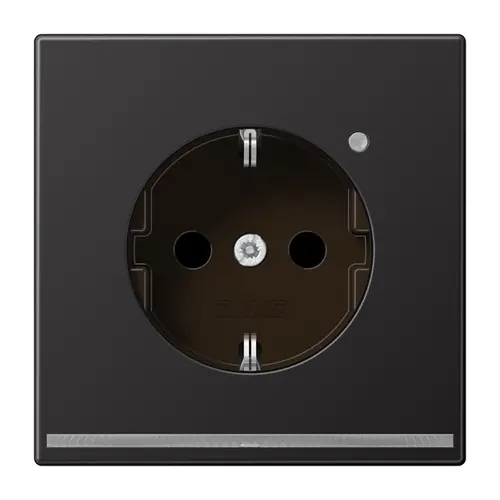JUNG AL 1520-O D LNW wandcontactdoos randaarde Safety+ met LED-orientatieverlichting LS990 dark gelakt aluminium
