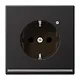 JUNG AL 1520-O D LNW wandcontactdoos randaarde Safety+ met LED-orientatieverlichting LS990 dark gelakt aluminium