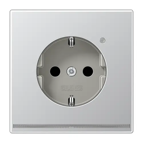 JUNG AL 1520-O LNW wandcontactdoos randaarde Safety+ met LED-orientatieverlichting LS990 aluminium