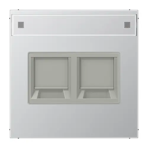 JUNG AL 1969-2 NA WE centraalplaat 2-voudig modular-jack tekstvenster LS990 aluminium