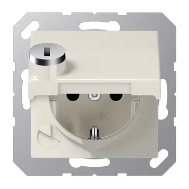 JUNG AS 1520 NBFKLSL wandcontactdoos randaarde Safety+ met klapdeksel en slot AS500 creme