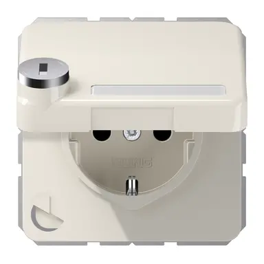 JUNG CD 1520 NNAKLSL wandcontactdoos randaarde Safety+ klapdeksel tekstvenster slot CD500 creme