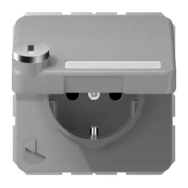 JUNG CD 1520 NNAKLSL GR wandcontactdoos randaarde Safety+ klapdeksel tekstvenster slot CD500 grijs