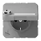 JUNG CD 1520 NNAKLSL GR wandcontactdoos randaarde Safety+ klapdeksel tekstvenster slot CD500 grijs