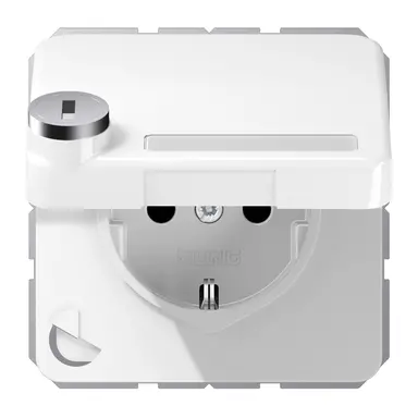 JUNG CD 1520 NNAKLSL WW wandcontactdoos randaarde Safety+ klapdeksel tekstvenster slot CD500 alpine wit