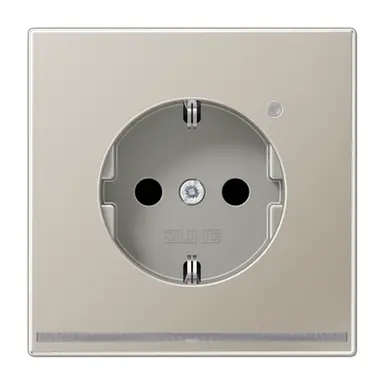 JUNG ES 1520-O LNW wandcontactdoos randaarde Safety+ met LED-orientatieverlichting LS990 edelstaal