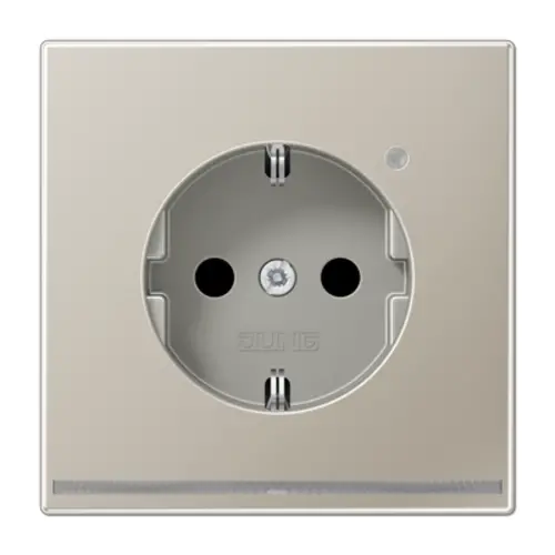 JUNG ES 1520-O LNW wandcontactdoos randaarde Safety+ met LED-orientatieverlichting LS990 edelstaal