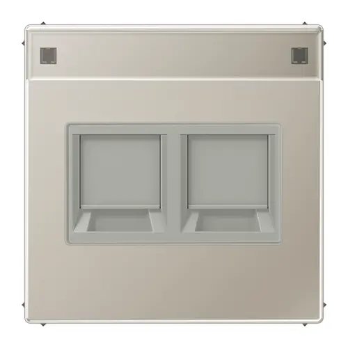 JUNG ES 1969-2 NA WE centraalplaat 2-voudig modular-jack tekstvenster LS990 edelstaal