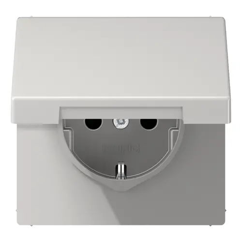 JUNG LS 1520 NBFKIKL LG wandcontactdoos randaarde Safety+ met klapdeksel LS990 lichtgrijs