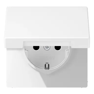 JUNG LS 1520 NBFKIKL WWM wandcontactdoos randaarde Safety+ met klapdeksel LS990 sneeuwwit mat