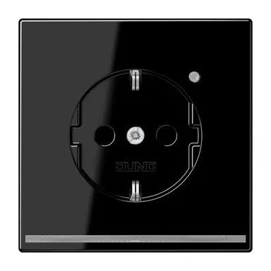 JUNG LS 1520-O SW LNW wandcontactdoos randaarde Safety+ met LED-orientatieverlichting LS990 zwart glans