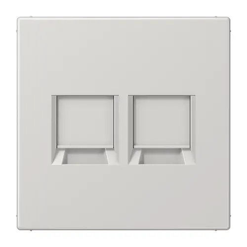JUNG LS 1969-2 WE LG centraalplaat met draagring 2-voudig voor modulair jack LS990 lichtgrijs