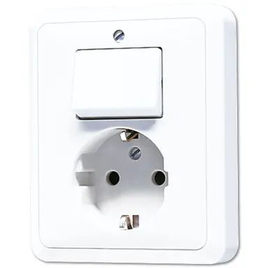 JUNG 5576 EU WW combinatie schakelaar/wandcontactdoos randaarde CD500 alpine wit