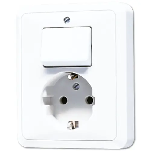JUNG 5576 EU WW combinatie schakelaar/wandcontactdoos randaarde CD500 alpine wit