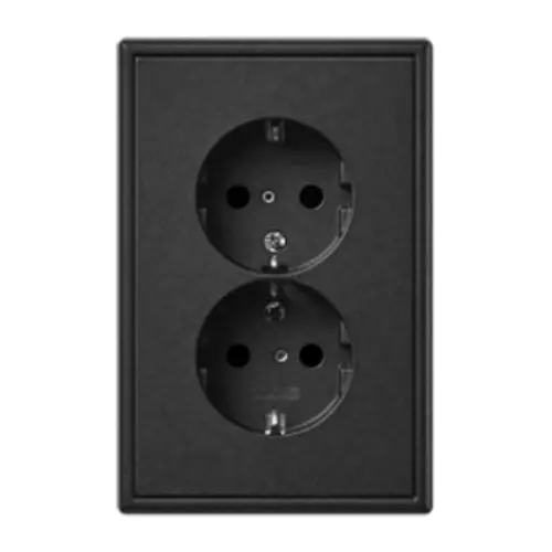 JUNG AL 5015 KI AN-L wandcontactdoos 2-voudig randaarde Safety+ voor ovale 1,5 inbouwdoos LS990 antraciet gelakt aluminium