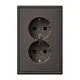 JUNG AL 5015 KI D-L wandcontactdoos 2-voudig randaarde Safety+ voor ovale 1,5 inbouwdoos LS990 dark gelakt aluminium
