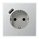 JUNG AL 1520-18 A wandcontactdoos randaarde Safety+ met USB-A LS990 aluminium