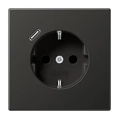 JUNG AL 1520-18 C AN wandcontactdoos randaarde Safety+ met USB-C LS990 antraciet gelakt aluminium