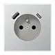 JUNG AL 1520 F-15 CA wandcontactdoos penaarde Safety+ met USB type A en C LS990 aluminium