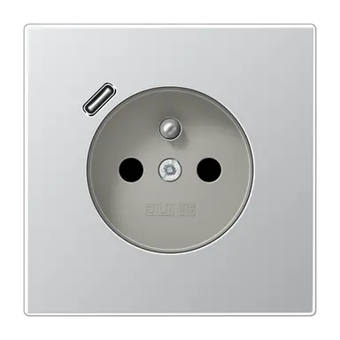 JUNG AL 1520 F-18 C wandcontactdoos penaarde Safety+ met USB type C LS990 aluminium