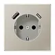 JUNG ES 1520-15 CA wandcontactdoos randaarde Safety+ met USB type A en C LS990 edelstaal