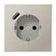 JUNG ES 1520-18 A wandcontactdoos randaarde Safety+ met USB-A LS990 edelstaal
