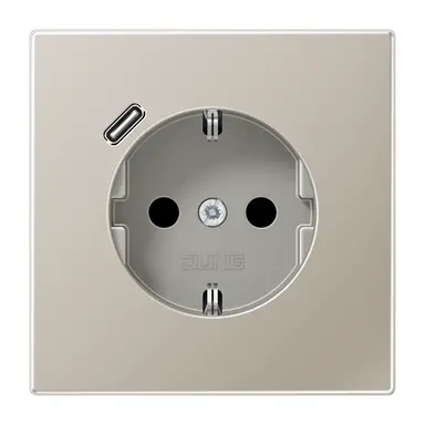 JUNG ES 1520-18 C wandcontactdoos randaarde Safety+ met USB-C LS990 edelstaal