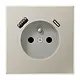 JUNG ES 1520 F-15 CA wandcontactdoos penaarde Safety+ met USB type A en C LS990 edelstaal