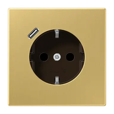 JUNG ME 1520-18 C C wandcontactdoos randaarde Safety+ met USB-C LS990 messing klassiek