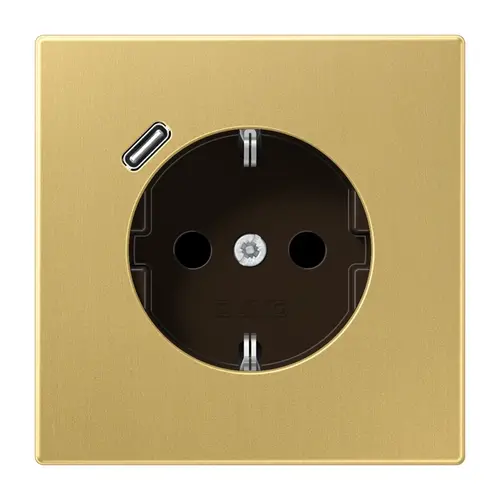 JUNG ME 1520-18 C C wandcontactdoos randaarde Safety+ met USB-C LS990 messing klassiek