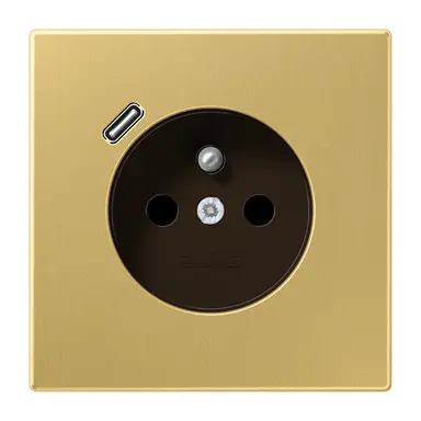 JUNG ME 1520 F-18 C C wandcontactdoos penaarde Safety+ met USB type C LS990 messing klassiek